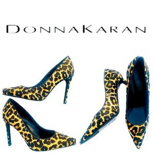 New! DKNY Donna Karan New York Mabi Leopard Print Fur Pumps Shoes 9M